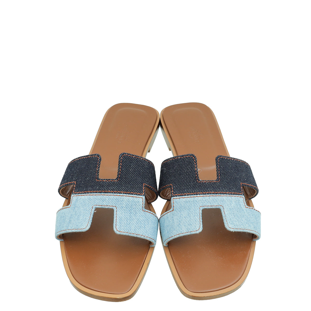 Hermes Bicolor Denim Oran Sandal 39