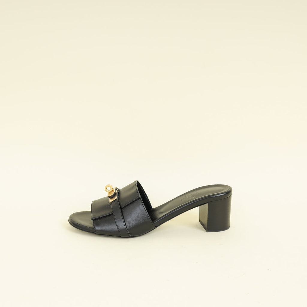 Hermes Noir Gigi 50 Sandal 39