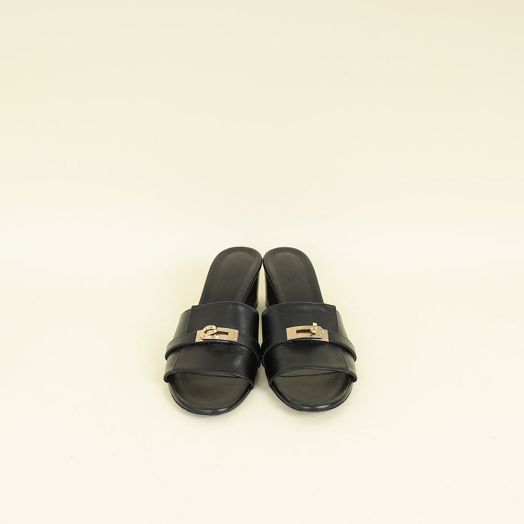 Hermes Noir Gigi 50 Sandal 39