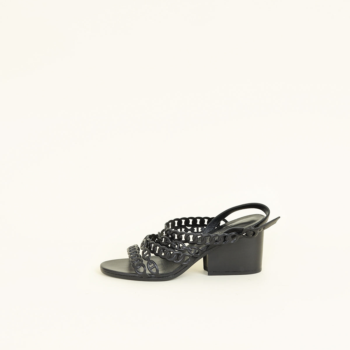 Hermes Black Romanza Sandals 39