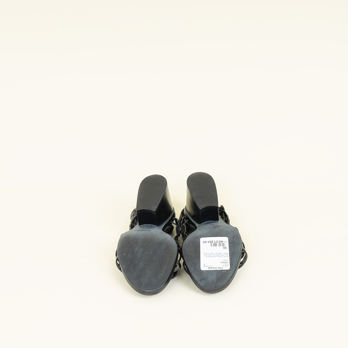 Hermes Black Romanza Sandals 39