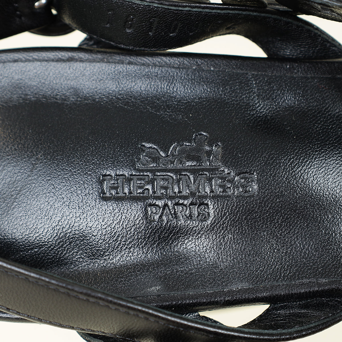 Hermes Black Romanza Sandals 39