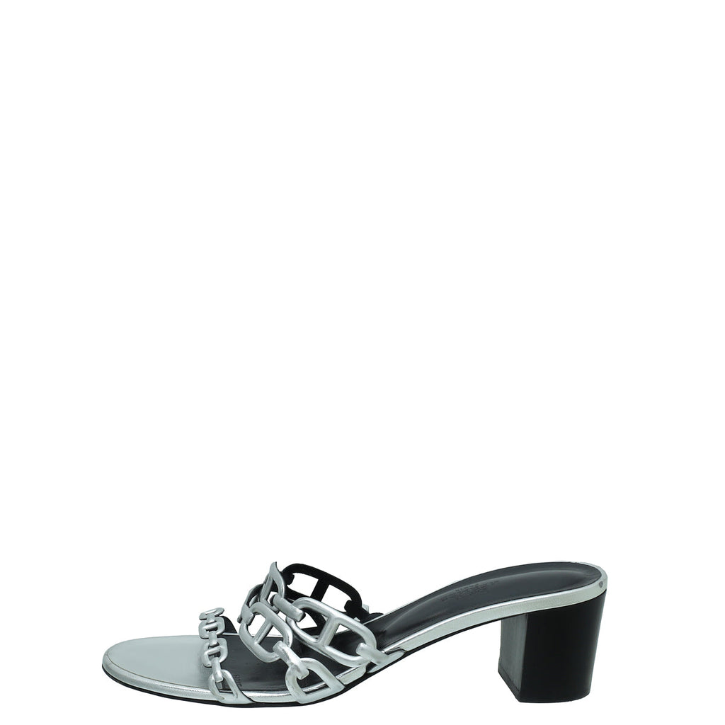 Hermes Gris Argente Tandem Sandal 39