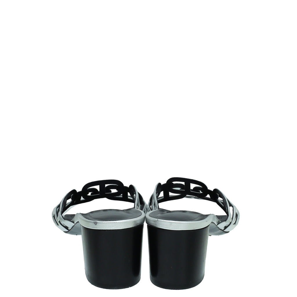 Hermes Gris Argente Tandem Sandal 39