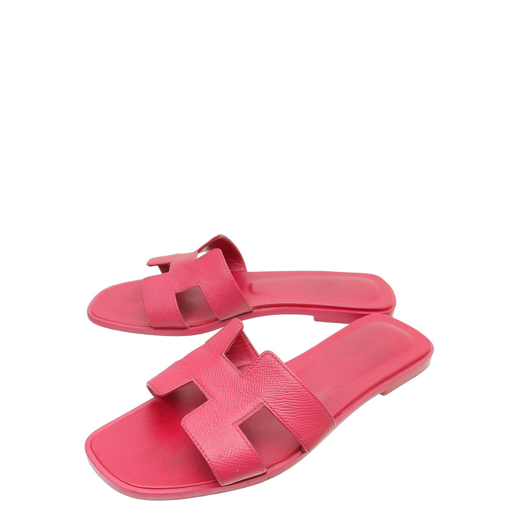 Hermes Rose Magenta Oran Sandal 39