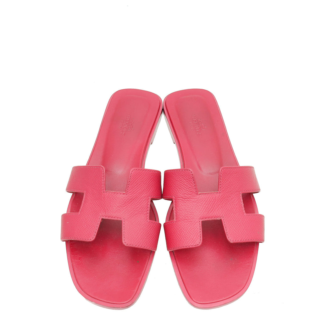 Hermes Rose Magenta Oran Sandal 39