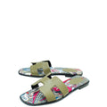 Hermes Vert Veronese Oran "Fantaisie Botanique" Printed Sandal 39