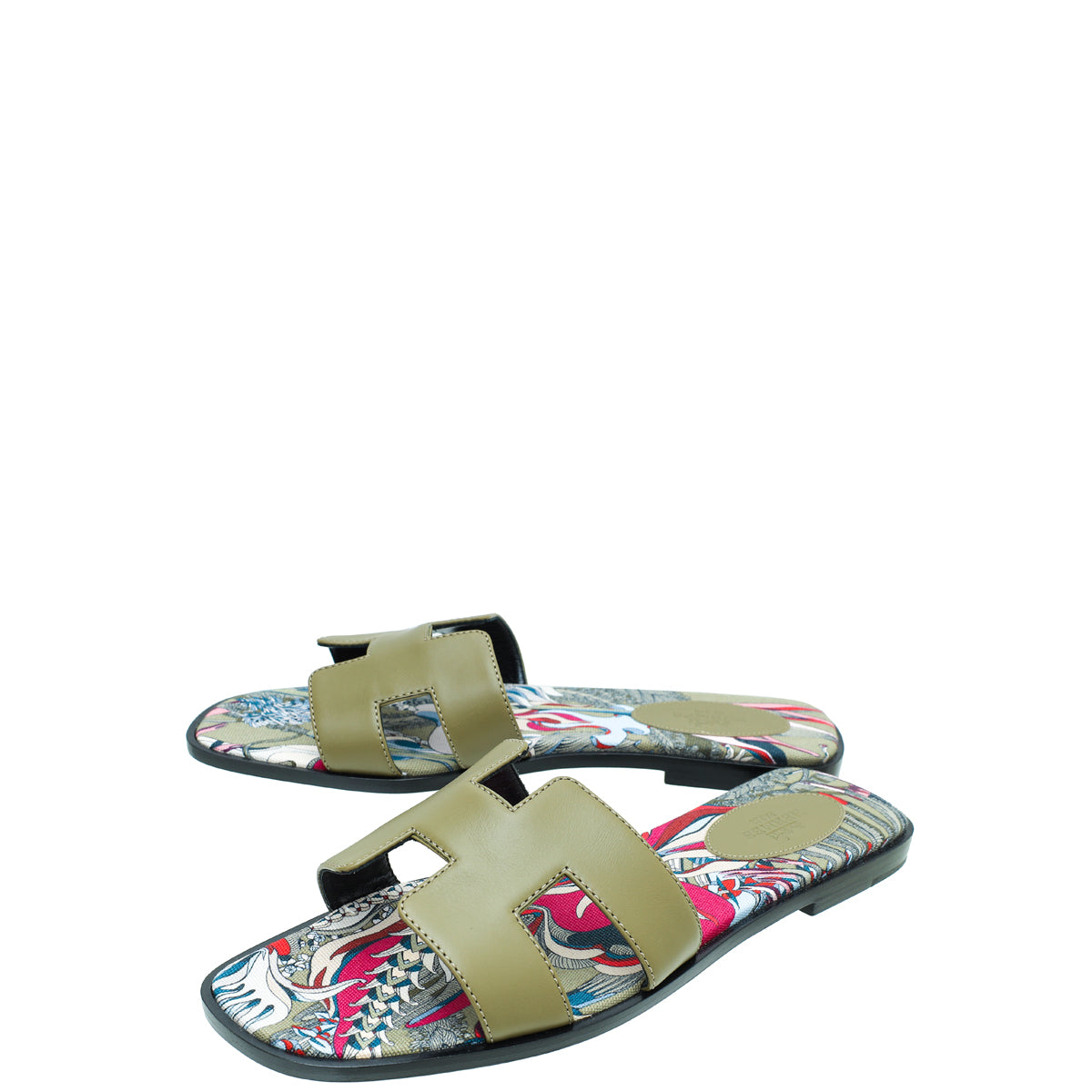 Hermes Vert Veronese Oran "Fantaisie Botanique" Printed Sandal 39