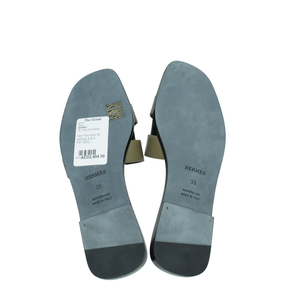 Hermes Vert Veronese Oran "Fantaisie Botanique" Printed Sandal 39