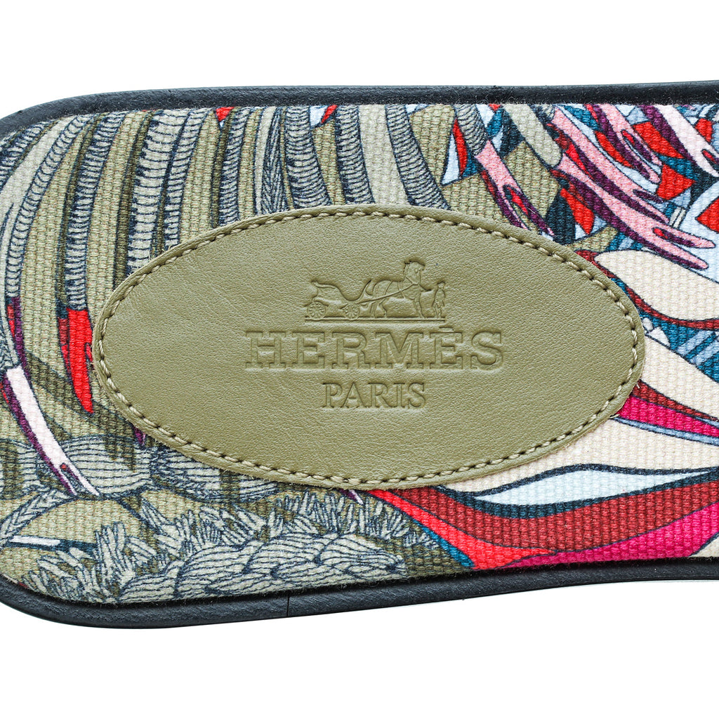 Hermes Vert Veronese Oran "Fantaisie Botanique" Printed Sandal 39