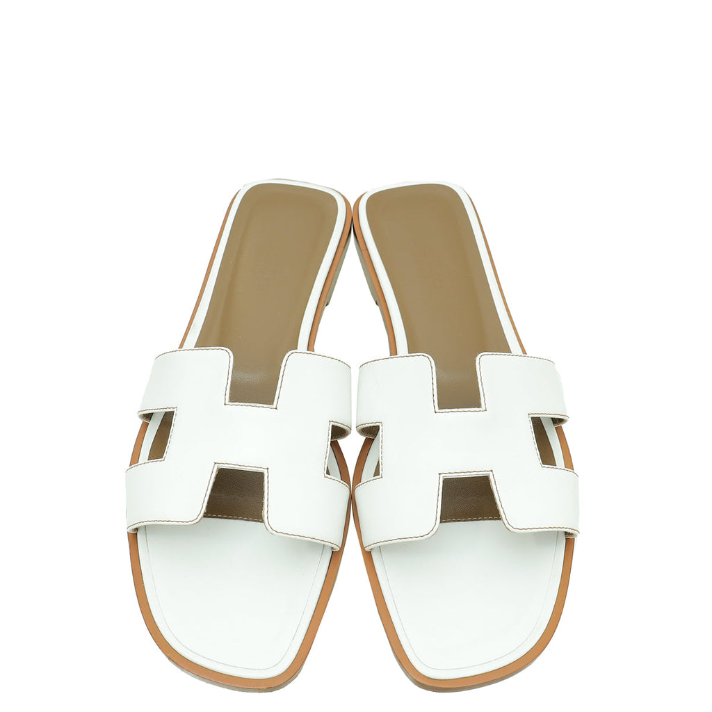 Hermes Blanc Oran Sandal 39