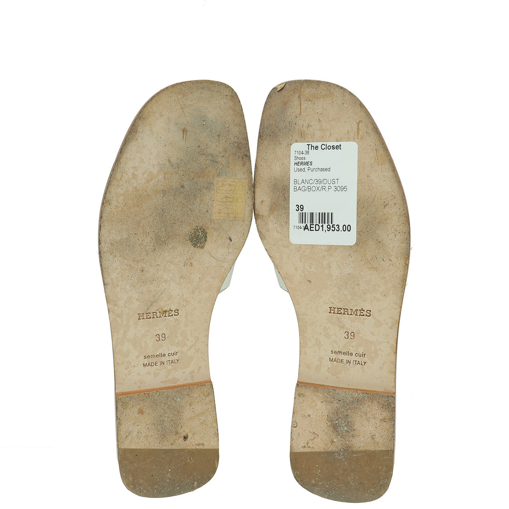 Hermes Blanc Oran Sandal 39