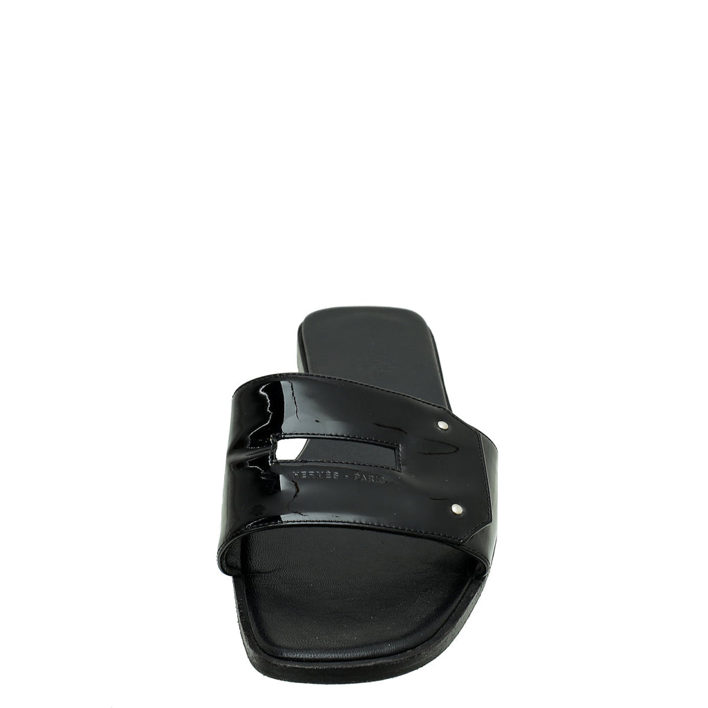 Hermes Noir View Slide Sandals 39