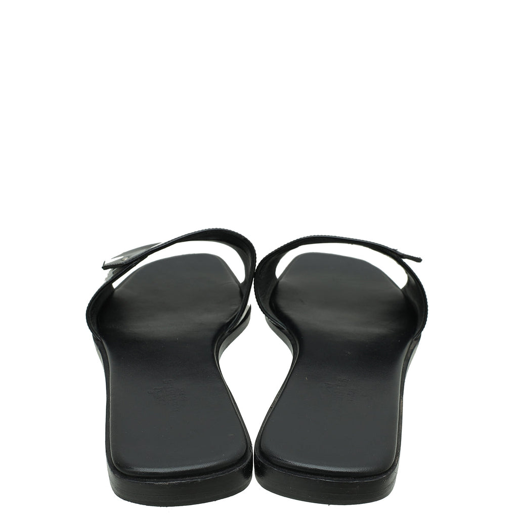 Hermes Noir View Slide Sandals 39