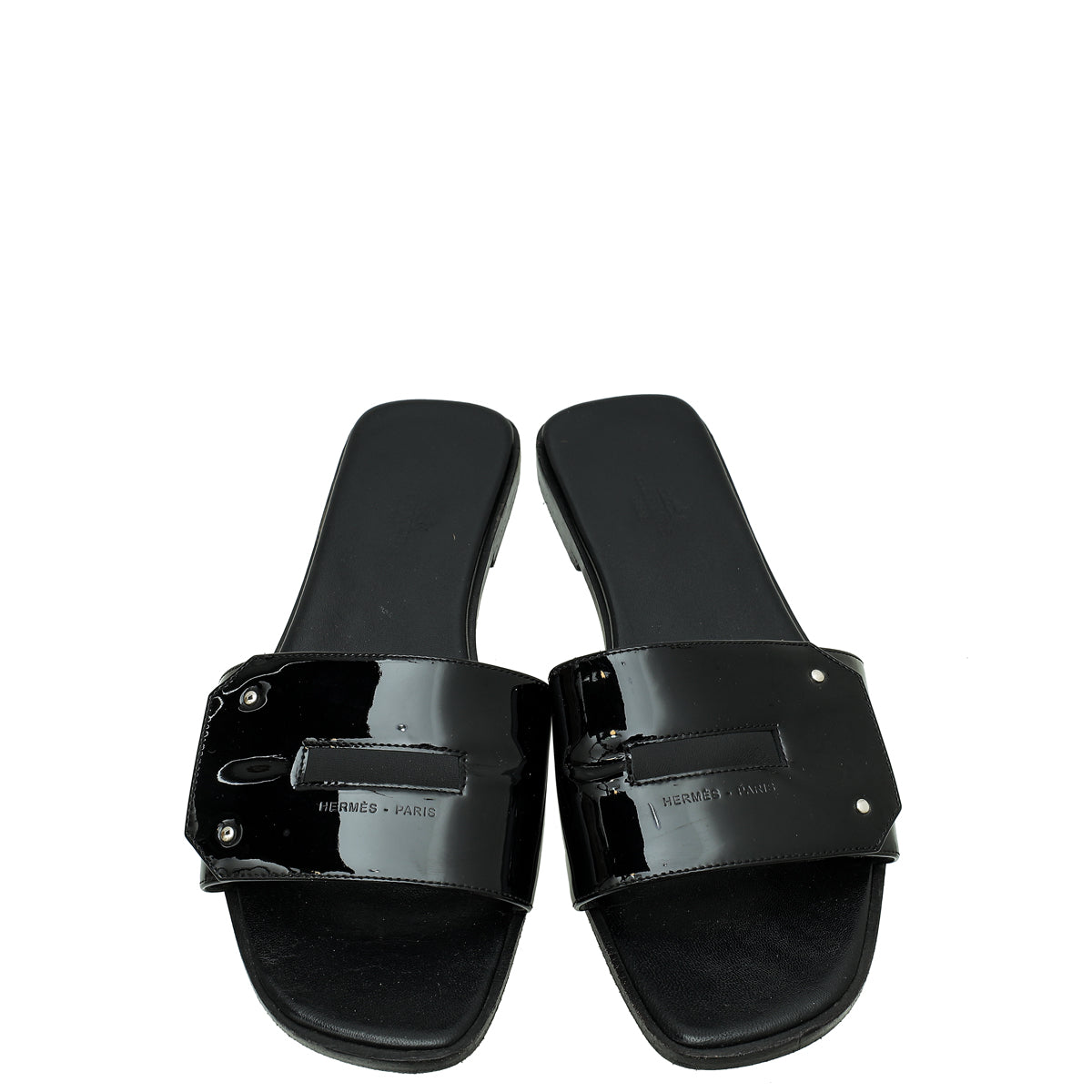 Hermes Noir View Slide Sandals 39