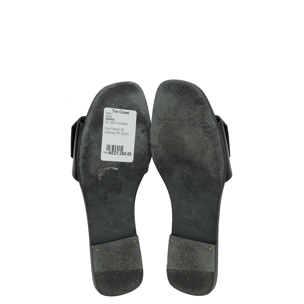 Hermes Noir View Slide Sandals 39