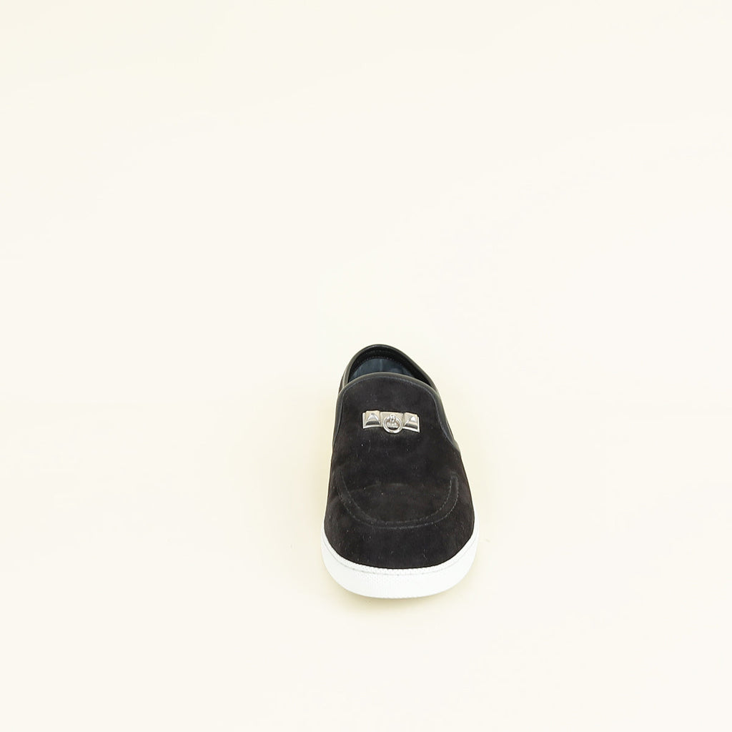 Hermes Noir Jour Suede Goatskin Loafer 39