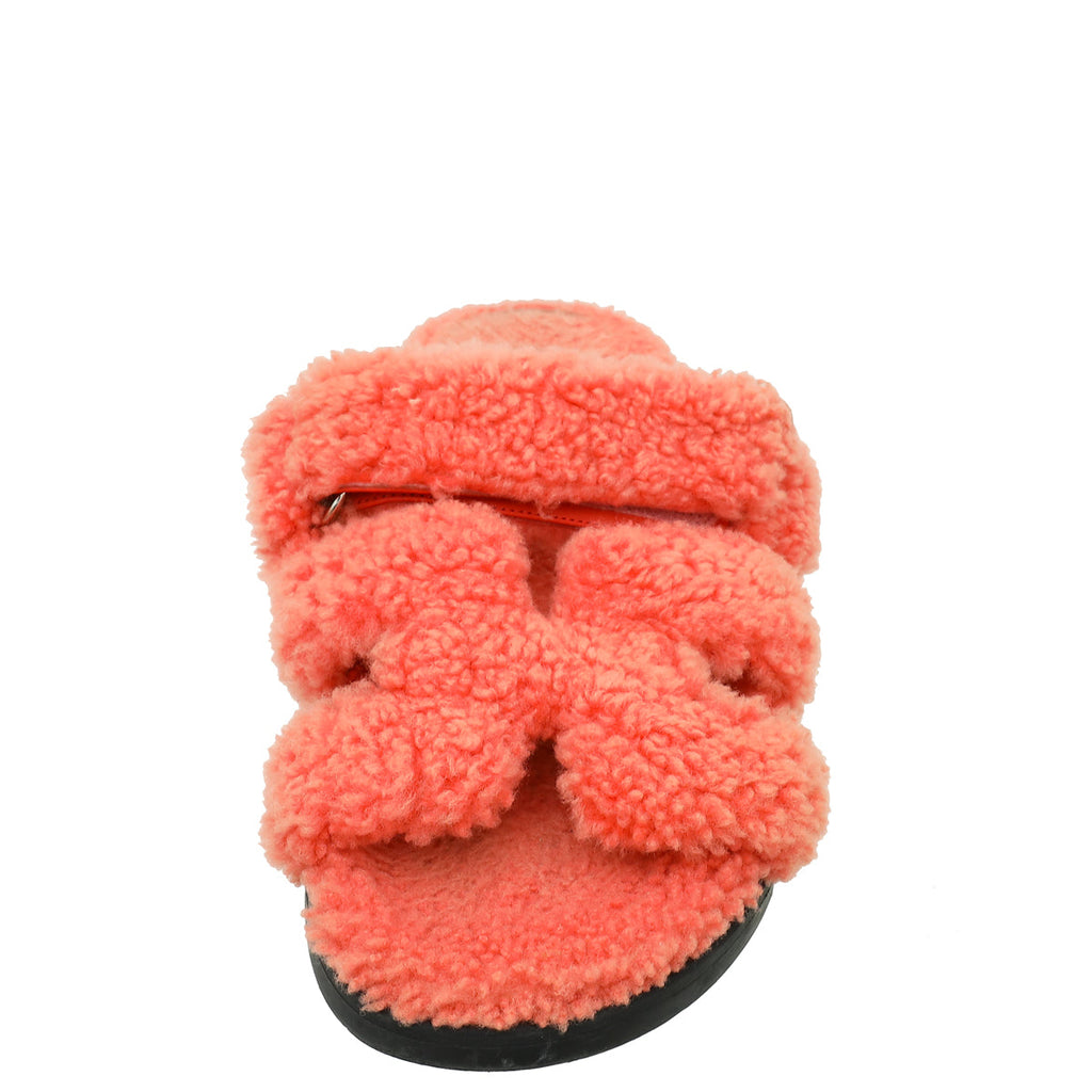 Hermes Rose Du Désert Woolskin Chypre Sandal 39