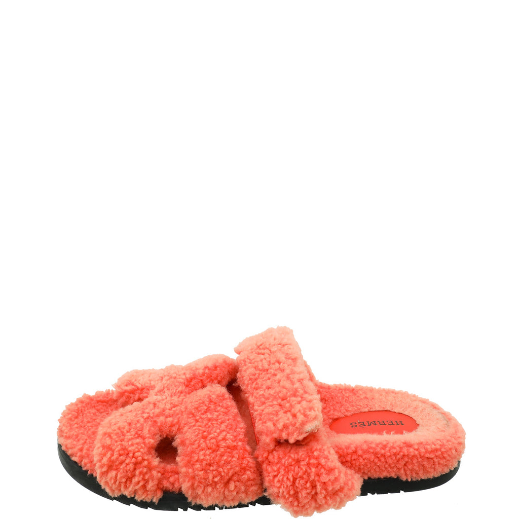 Hermes Rose Du Désert Woolskin Chypre Sandal 39