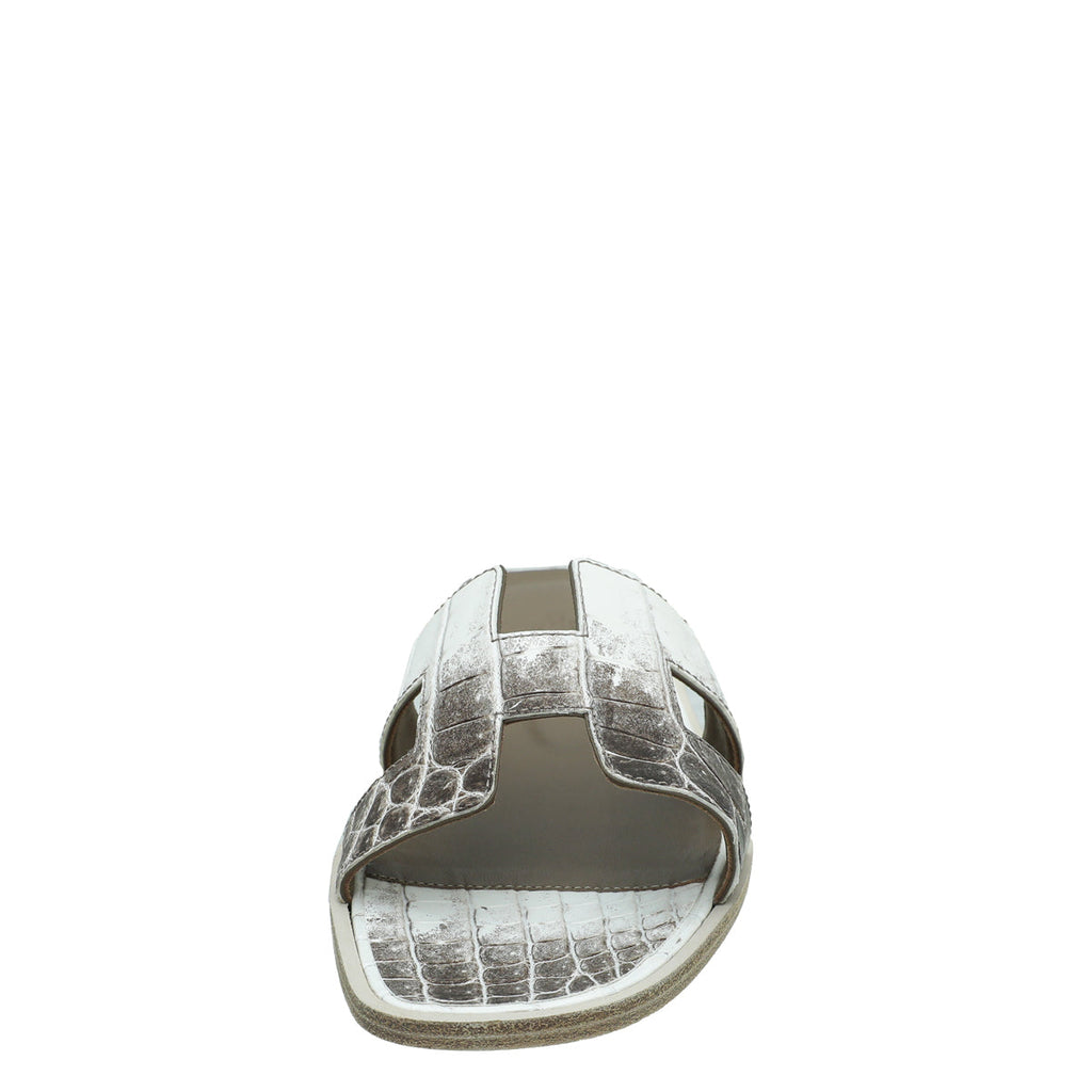 Hermes Blanc Crocodile Himalaya Matte Niloticus Oran Sandal 39