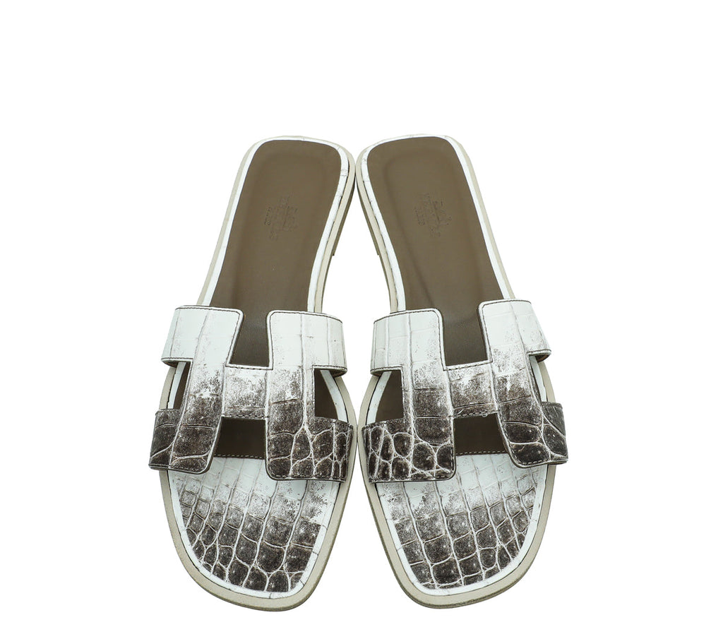 Hermes Blanc Crocodile Himalaya Matte Niloticus Oran Sandal 39