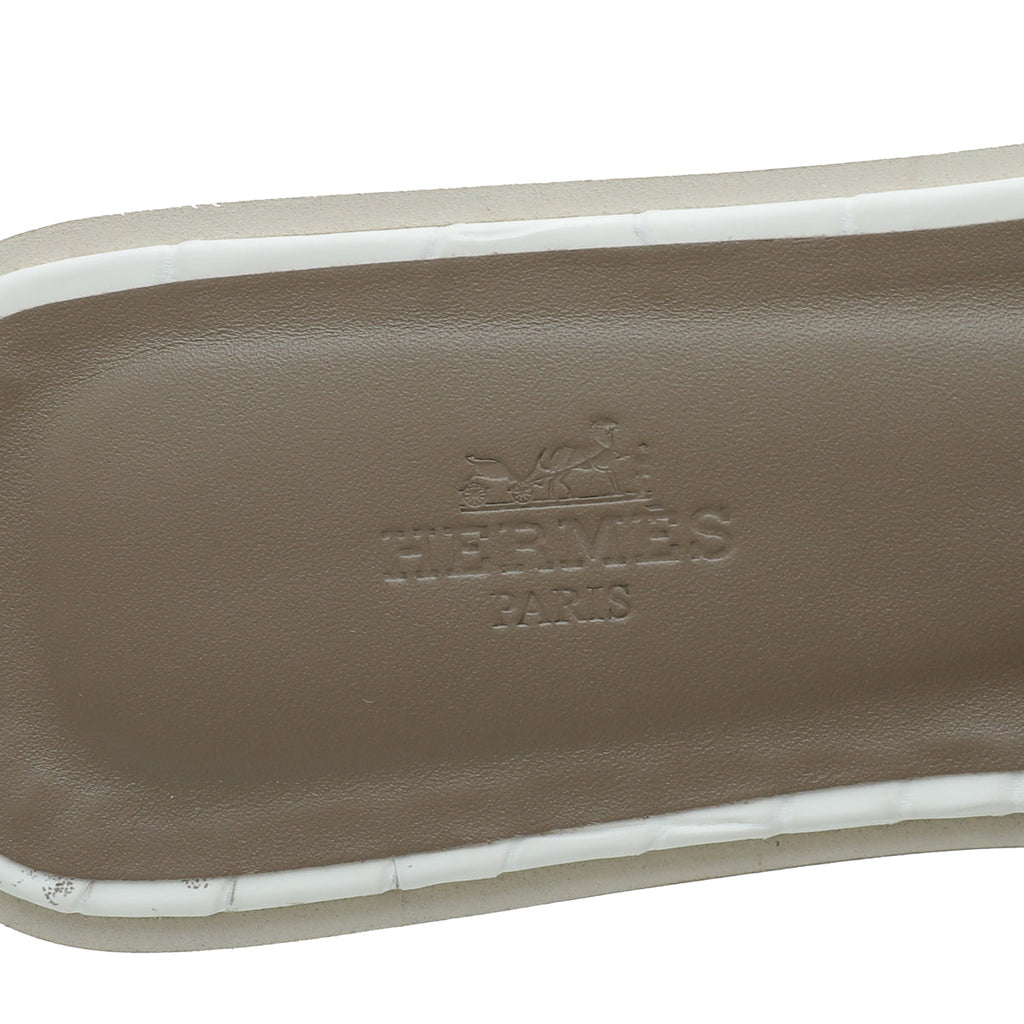 Hermes Blanc Crocodile Himalaya Matte Niloticus Oran Sandal 39