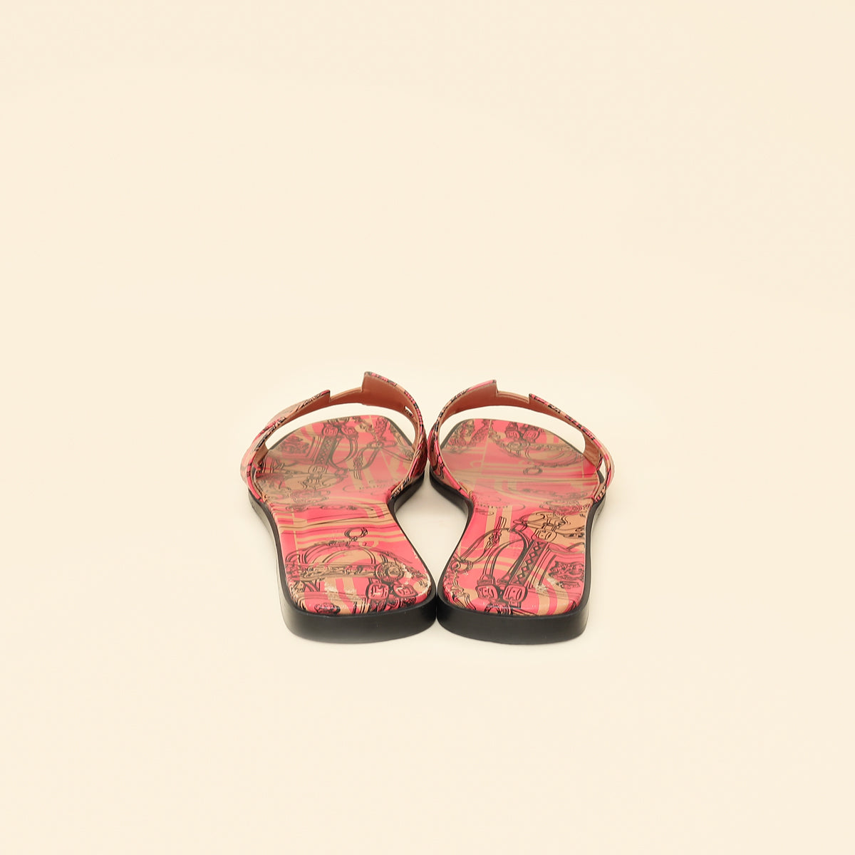 Hermes RoNoir "Brides de Gala en Desordre" Print Oran Sandals 40.5