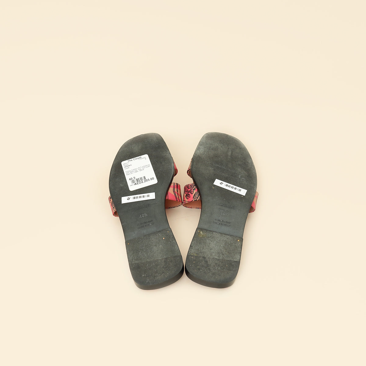 Hermes RoNoir "Brides de Gala en Desordre" Print Oran Sandals 40.5