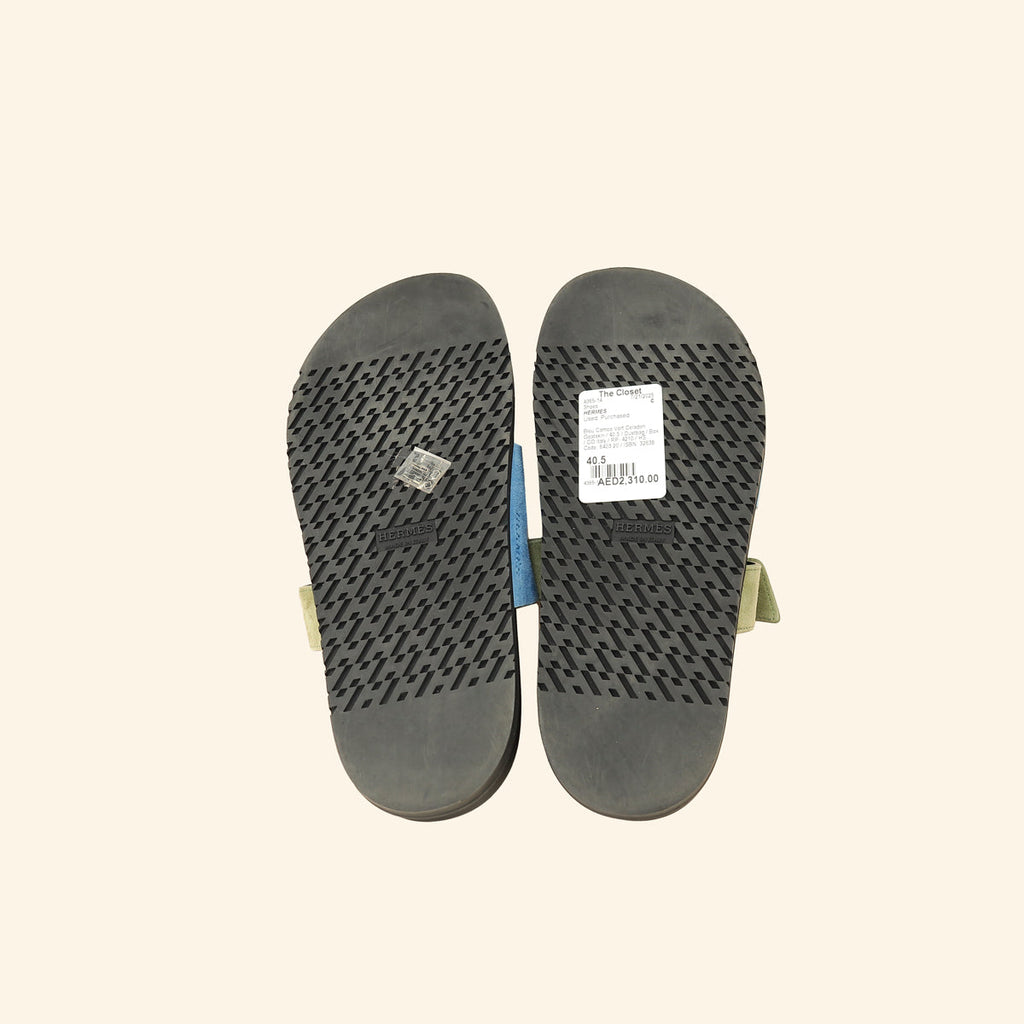 Hermes Bicolor Chypre Suede Sandals 40.5