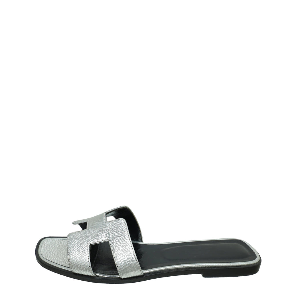 Hermes Gris Argenté Oran Sandal 40.5