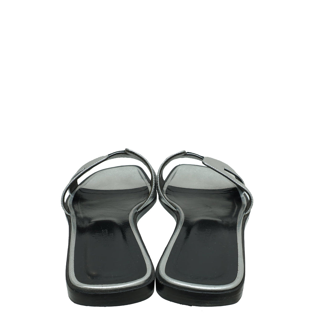 Hermes Gris Argenté Oran Sandal 40.5