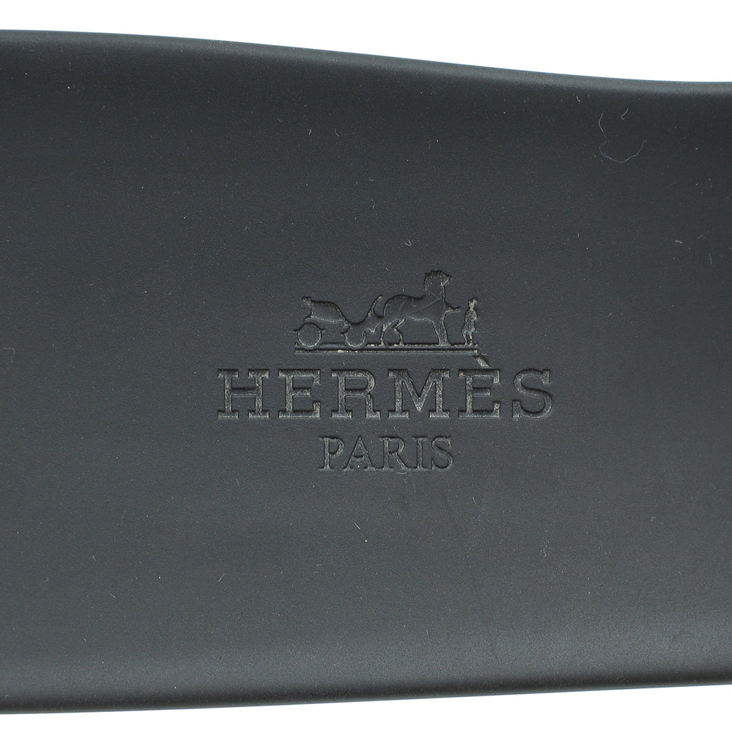 Hermes Black Rubber Aloha Sandals 40