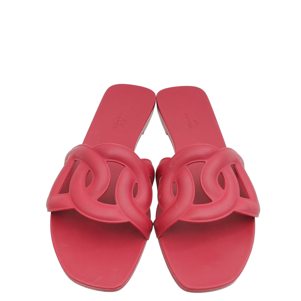 Hermes Rose Baie Rubber Aloha Sandals 40