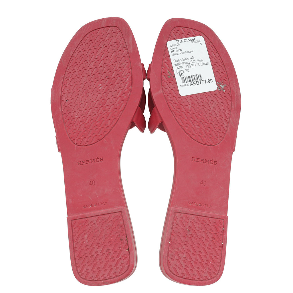 Hermes Rose Baie Rubber Aloha Sandals 40