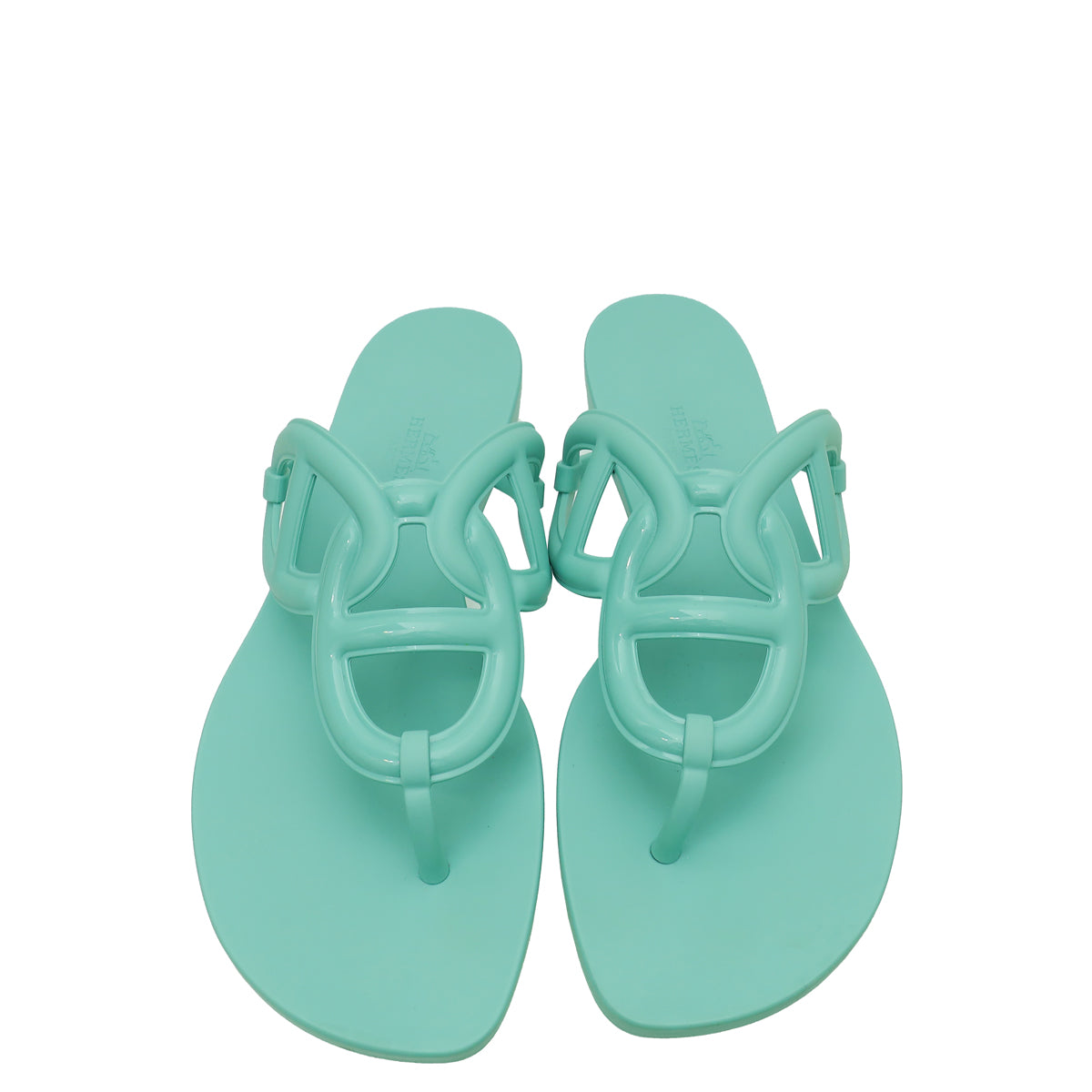 Hermes Vert Embrun Egerie Rubber Sandal 40