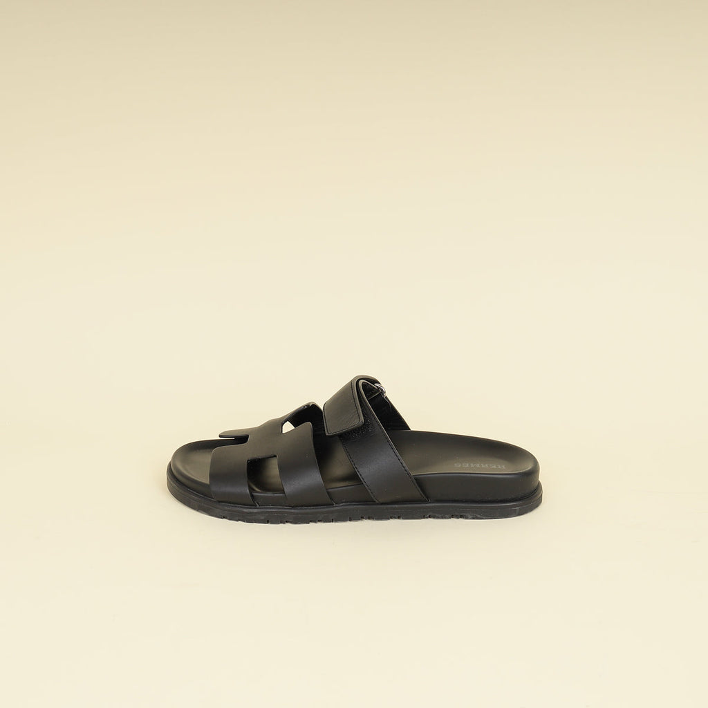 Hermes Black Chypre Sandals 40