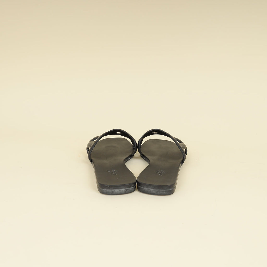 Hermes Black Aloha Sandals 40