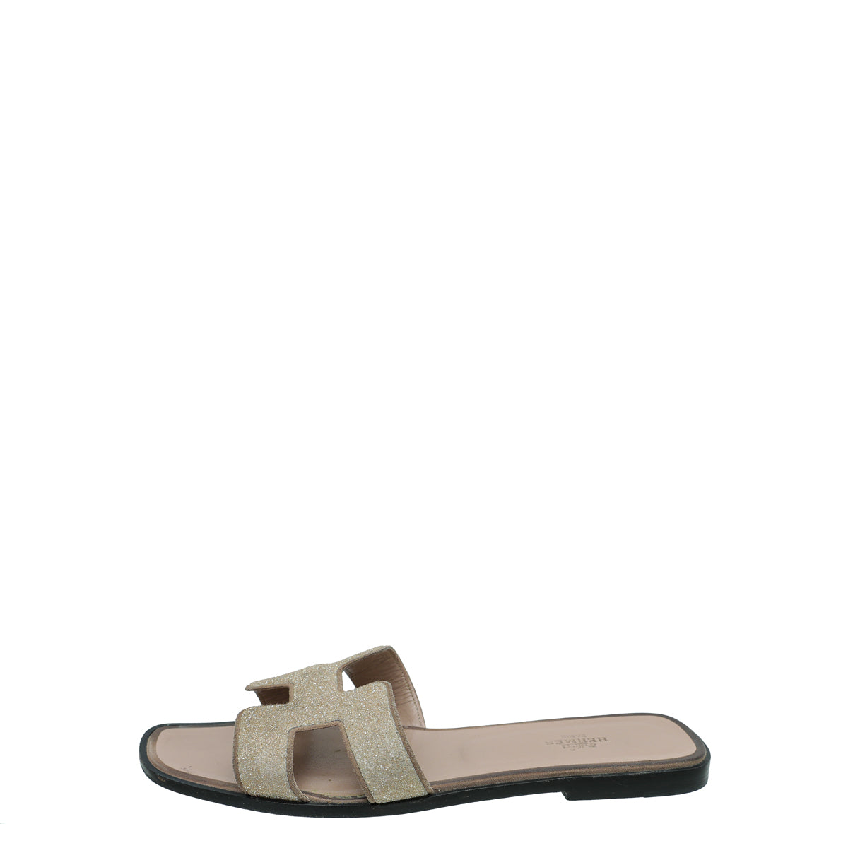 Hermes Beige Pink Oran Goatskin Crystal Detail Sandal 40