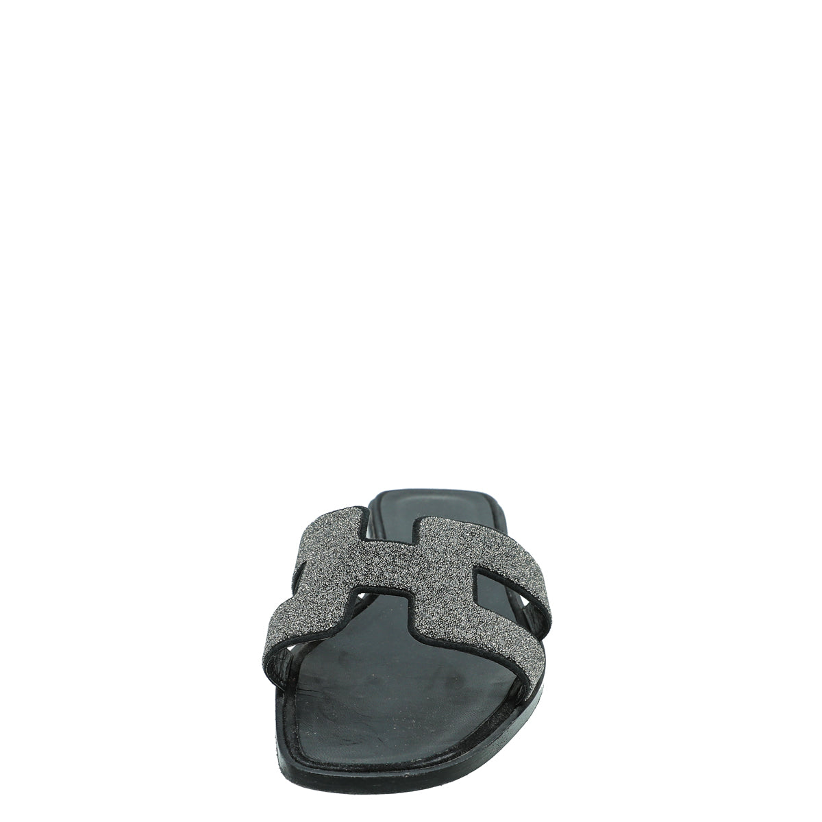 Hermes Noir Oran Goatskin Crystal Detail Sandal 40