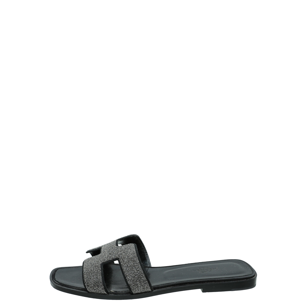 Hermes Noir Oran Goatskin Crystal Detail Sandal 40