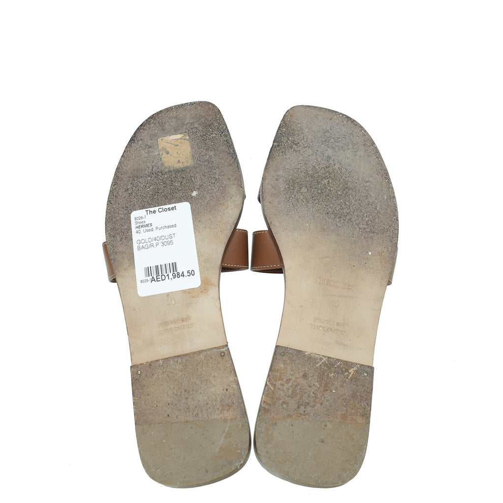 Hermes Gold Oran Sandal 40
