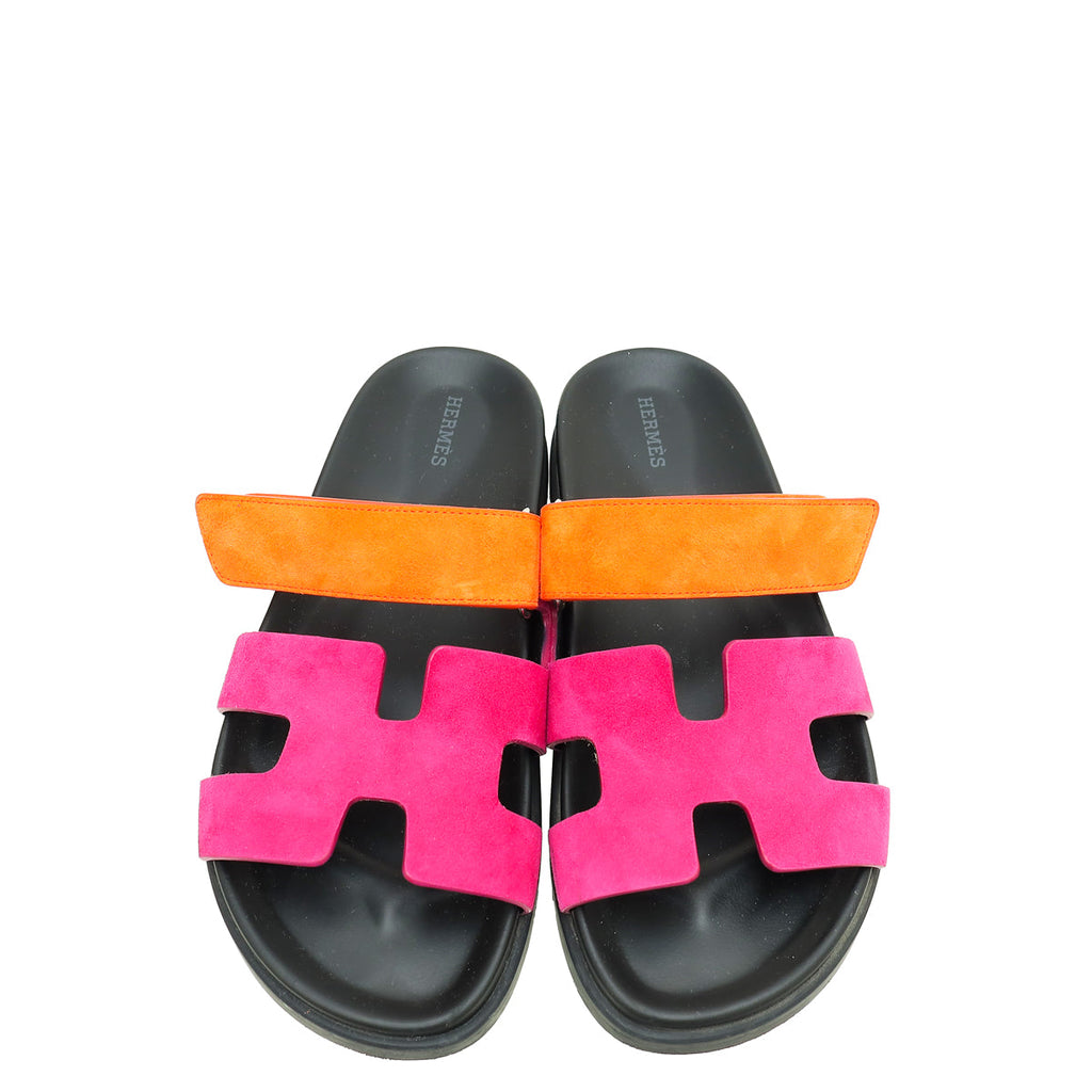 Hermes Bicolor Suede Goatskin Chypre Sandal 40