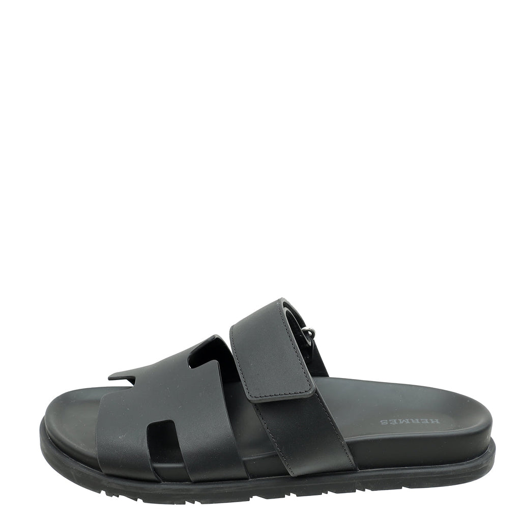 Hermes Black Chypre Sandals 41.5