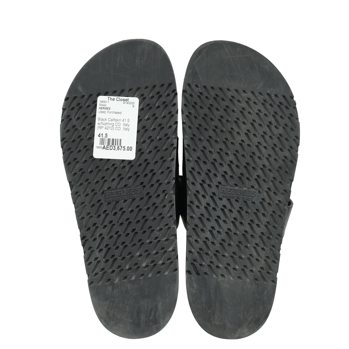 Hermes Black Chypre Sandals 41.5