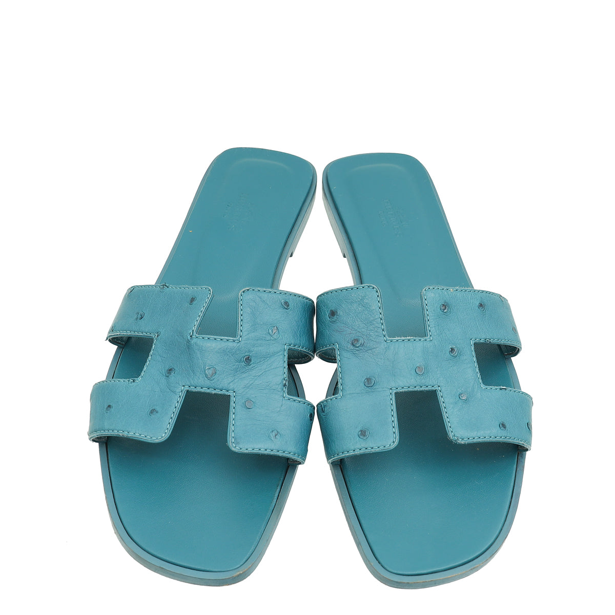 Hermes Bleu Vif Oran Ostrich Sandal 41