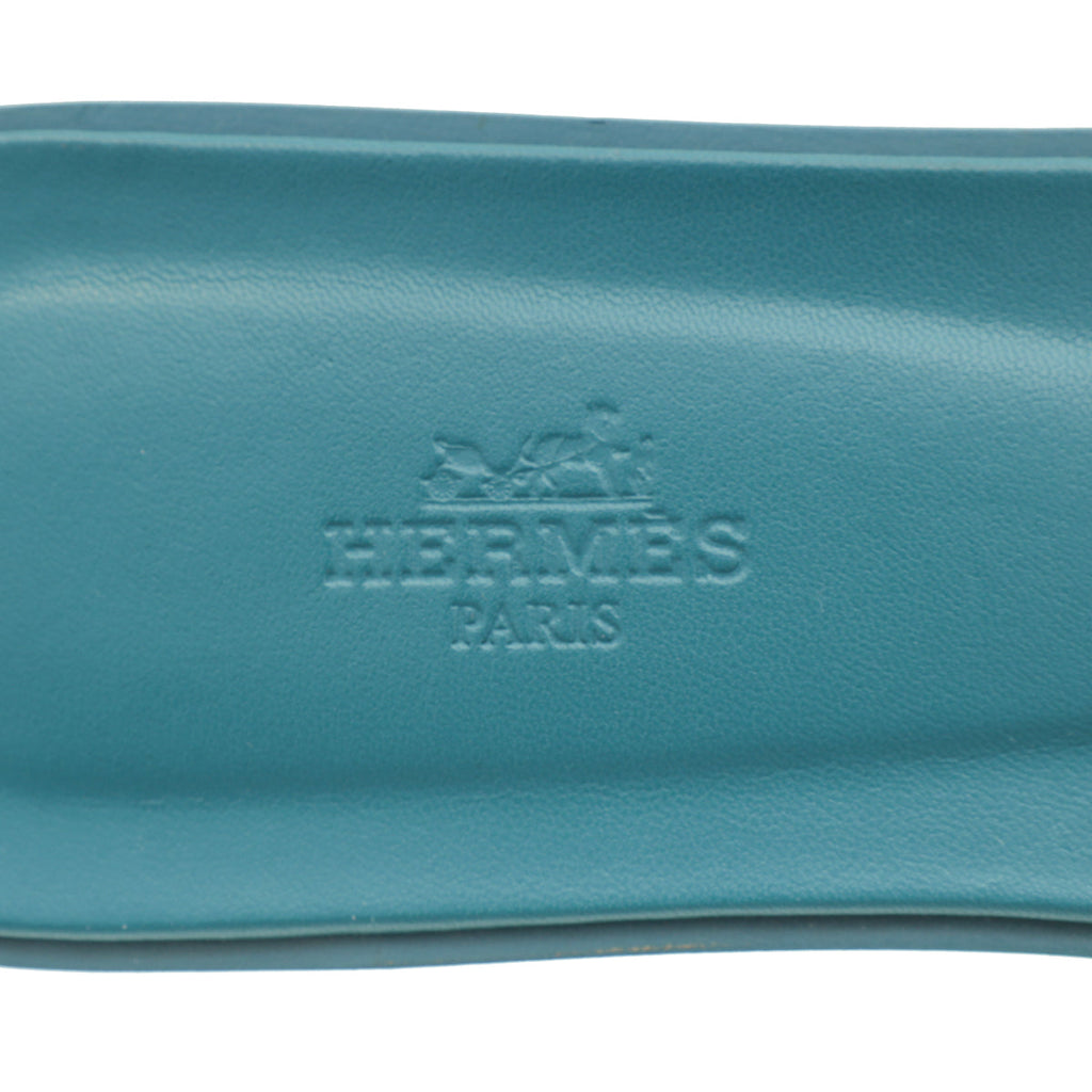 Hermes Bleu Vif Oran Ostrich Sandal 41