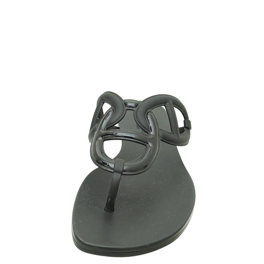 Hermes Noir Rubber Egerie Sandal 41