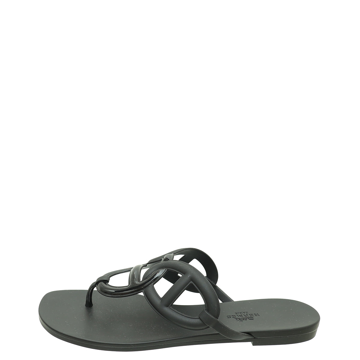 Hermes Noir Rubber Egerie Sandal 41