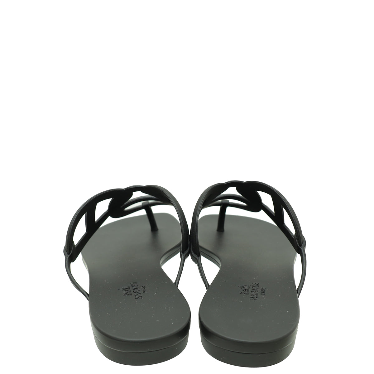 Hermes Noir Rubber Egerie Sandal 41