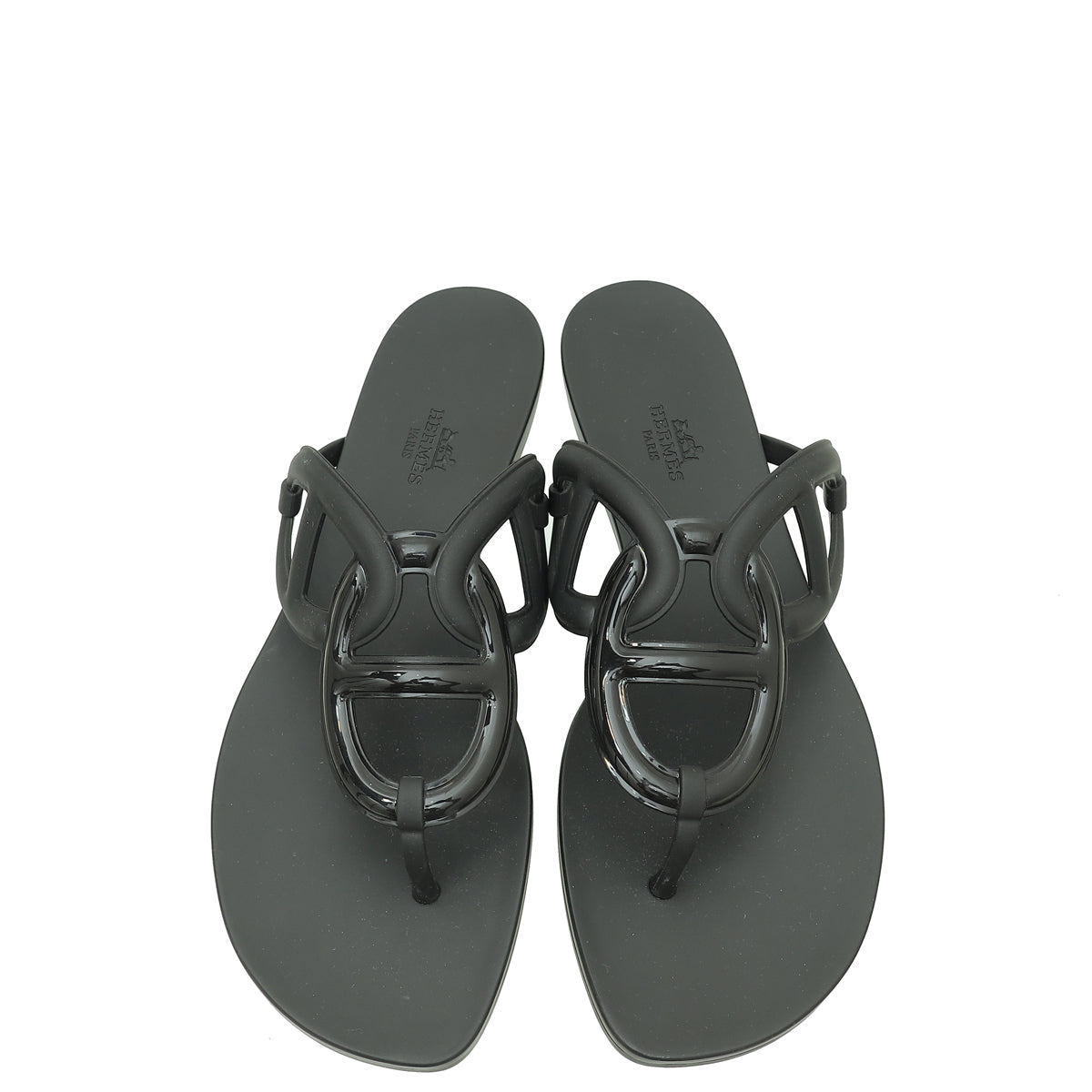 Hermes Noir Rubber Egerie Sandal 41